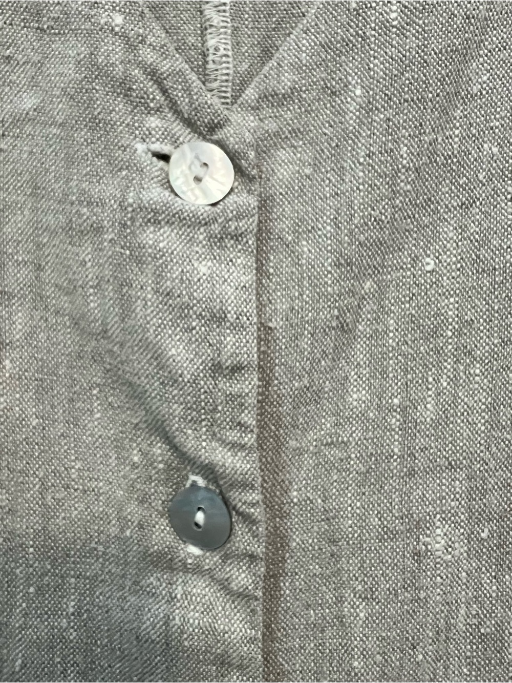 bryn Walker Taupe Button-Front Relaxed V-Neck Top 100% linen - Picture 7 of 9